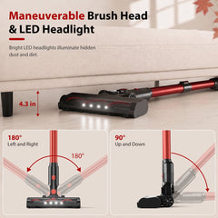PrettyCare Cordless Vacuum Cleaner, 530W/48KPA/8 Batteries, 55mins Runtime, 9-in-1 Stick Vacuum Lightweight for Home Pet Hair Carpet Wood Floor