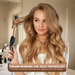 Ceramic Hair Straightener and Curler 2 in 1 - Curling Iron 1.25 In , Adjustable Temp 450°F, Dual Voltage, Anti-Tangle Barrel for Salon Shine, Frizz-Free Curls & Straight Styles for All Hair