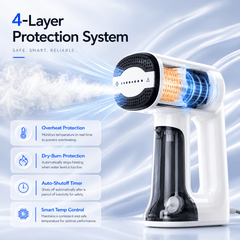 Hicloud Vacuum Steamer, Handheld Travel Garment Steamer for Clothes, 2500Pa Suction for Clothes Grips, Steaming & Ironing 2 In 1, 3 Modes