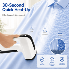 Hicloud Vacuum Steamer, Handheld Travel Garment Steamer for Clothes, 2500Pa Suction for Clothes Grips, Steaming & Ironing 2 In 1, 3 Modes