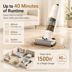 PrettyCare Wet Dry Vacuum Cleaner, Cordless Vacuum Mop with 20KPa Suction, 180° Lie-Flat Floor Washer, Self-Cleaning Hard Floor Cleaner, 40Min Runtime