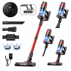 PrettyCare Cordless Vacuum Cleaner, 530W/48KPA/8 Batteries, 55mins Runtime, 9-in-1 Stick Vacuum Lightweight for Home Pet Hair Carpet Wood Floor