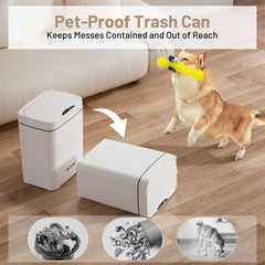 PrettyCare 2 Packs 3.6 Gal Automatic Bathroom Trash Cans with Lid Touchless Small Bedroom Plastic Garbage Can White GC01